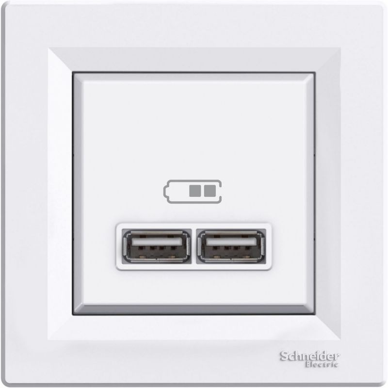 Розетка USB 2,1A Asfora Schneider EPH2700221 белая