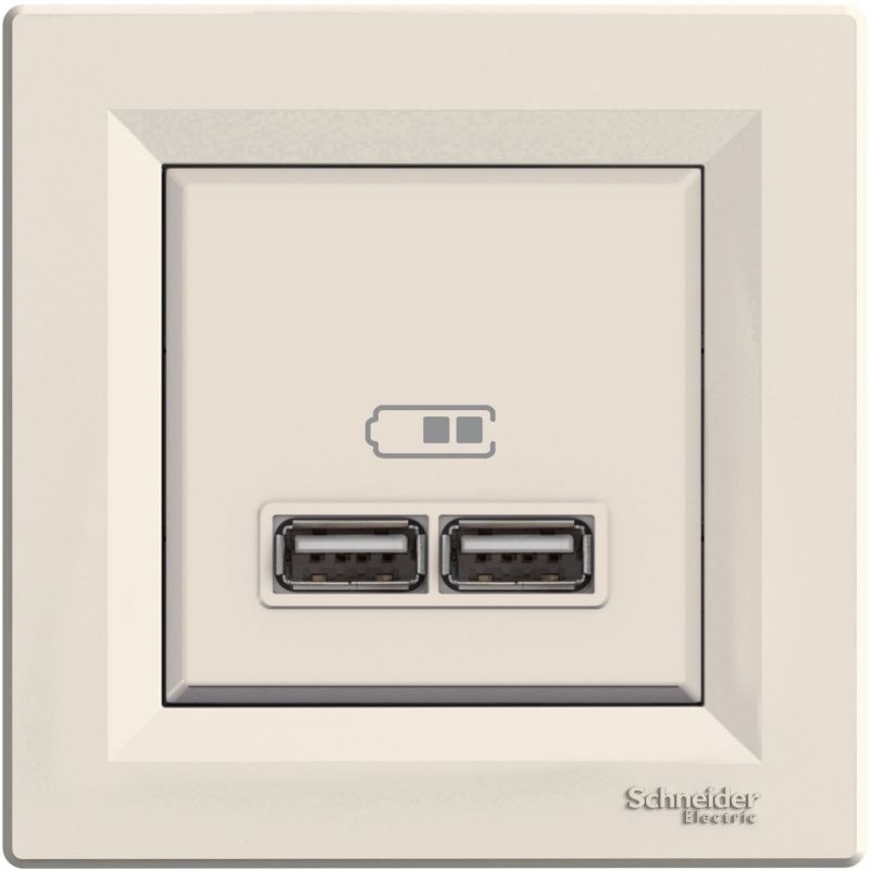 Розетка USB 2,1A Asfora Schneider EPH2700223 крем