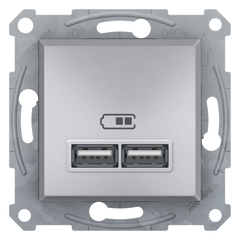 Розетка USB 2,1A Asfora Schneider EPH2700261 алюминий