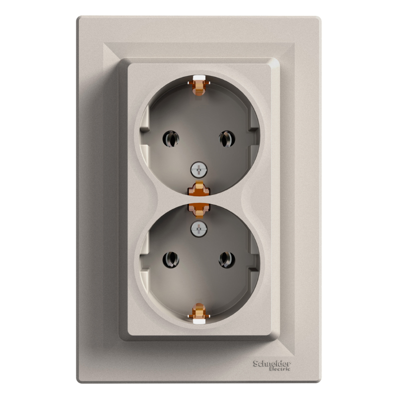 Розетка двойная с заземлением Asfora Schneider EPH9900169 бронза