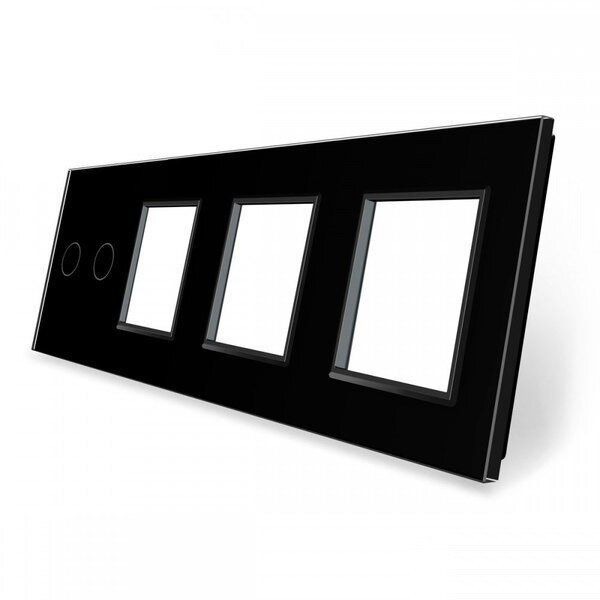Сенсорная панель выключателя 2 сенсоры и три розетки (2-0-0-0) Livolo Glass C7-C2/SR/SR/SR-12 черный
