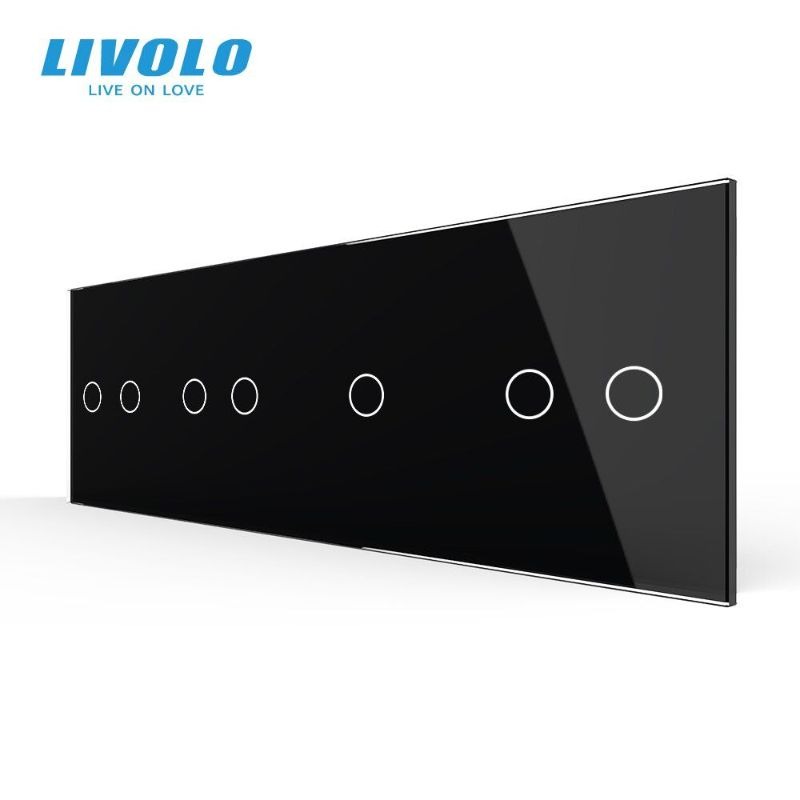 Сенсорна панель для вимикача 7 сенсорів (2-2-1-2) Glass Livolo C7-C2/C2/C1/C2-12 чорний