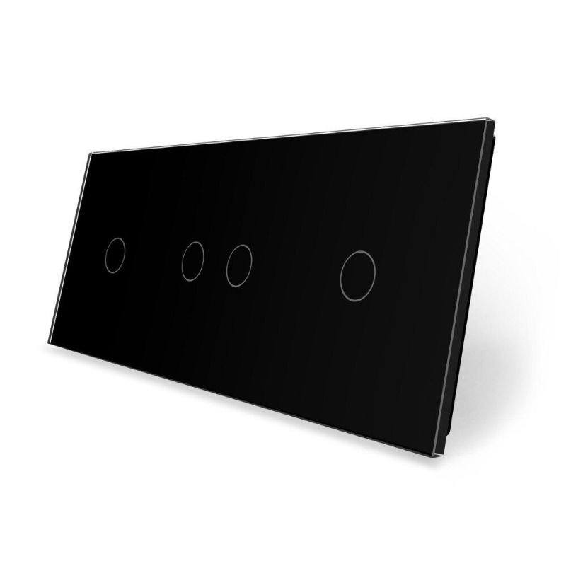 Сенсорна панель для вимикача 4 сенсори (1-2-1) Glass Livolo C7-C1/C2/C1-12 чорний