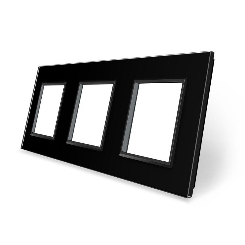 Рамка 3-місна Glass Livolo C7-SR/SR/SR-12 чорний
