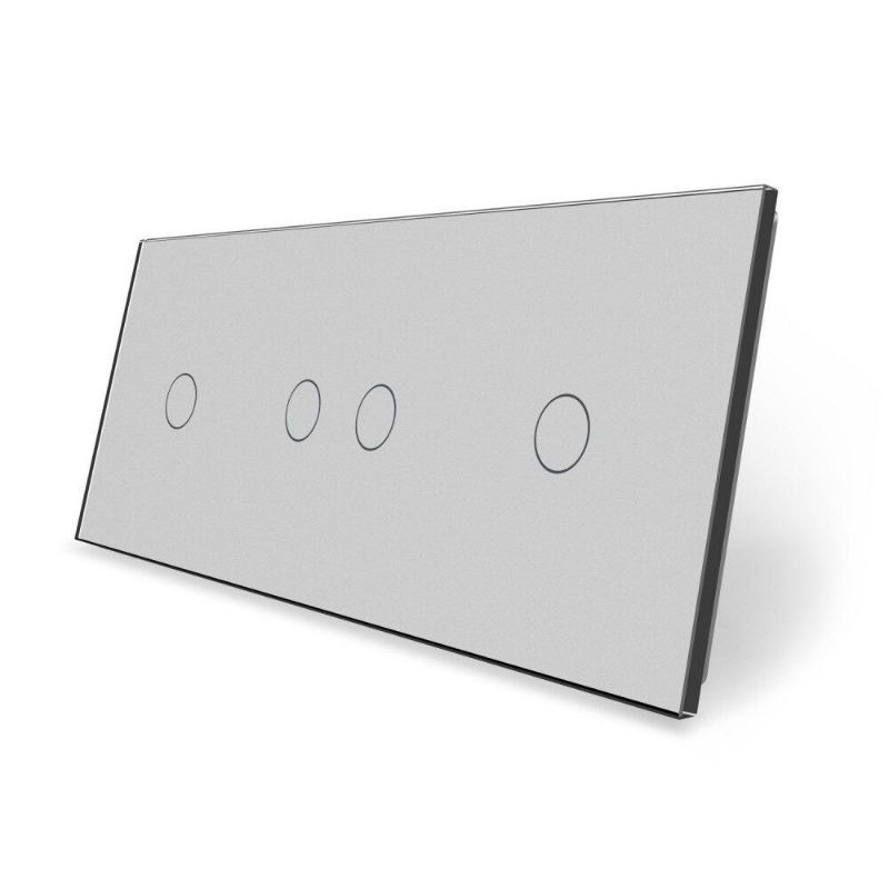 Сенсорна панель для вимикача 4 сенсори (1-2-1) Glass Livolo C7-C1/C2/C1-15 сірий