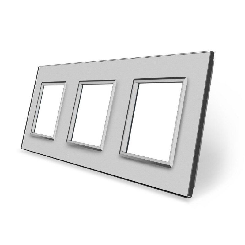 Рамка 3-місна Glass Livolo C7-SR/SR/SR-15 сірий
