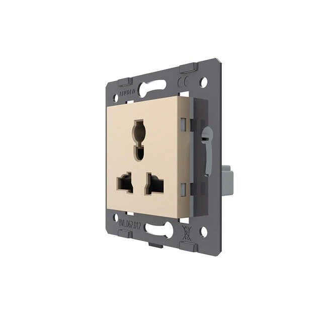 Розетка універсальна 12 стандартів з зем. з шторками Livolo 724200613 золото