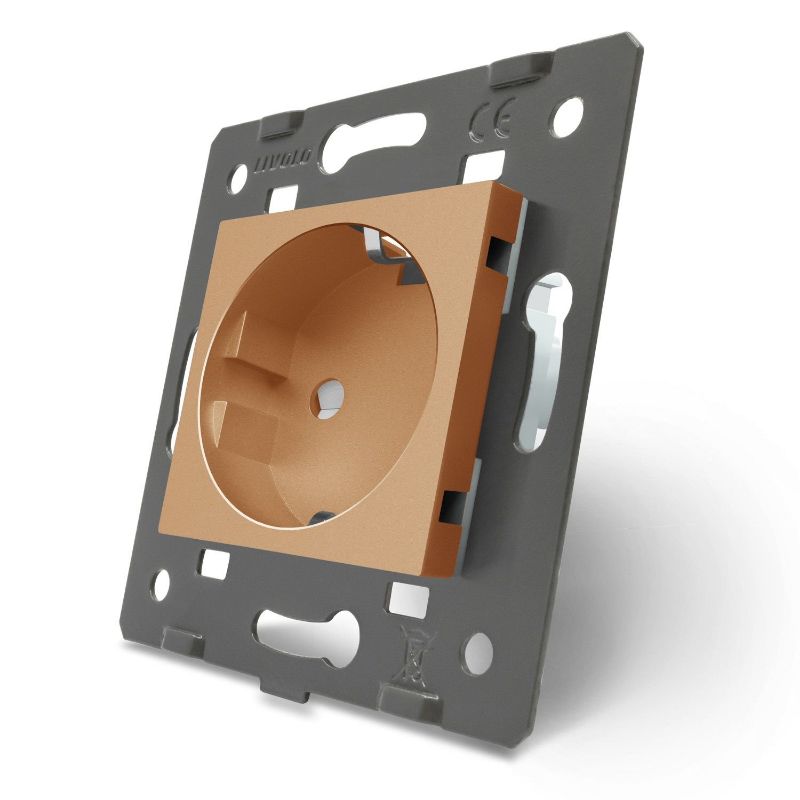 Розетка з зем. з шторками Livolo 724000113 золото