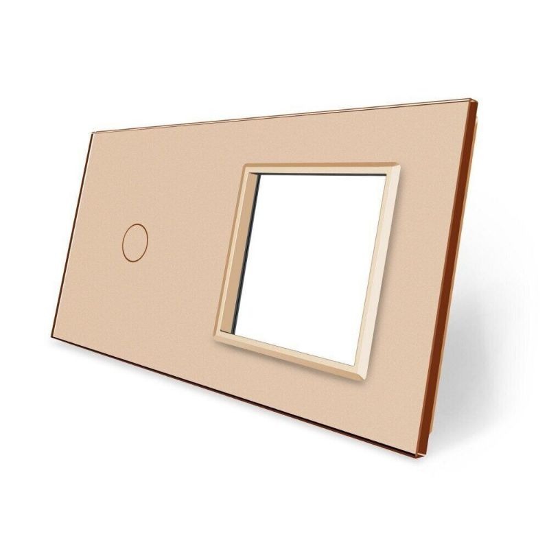 Сенсорна панель вимикача 1 сенсор та розетка (1-0) Glass Livolo C7-C1/SR-13 золото