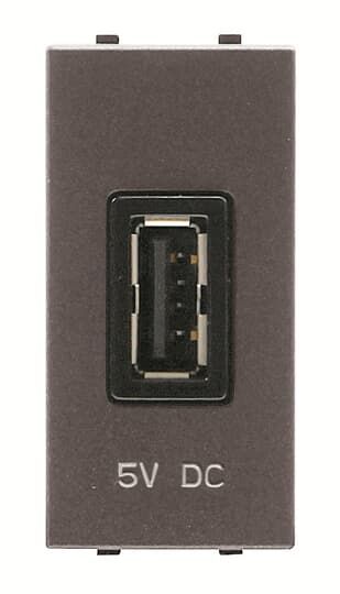 Розетка USB, 0.75А, 1 модуль антрацит
