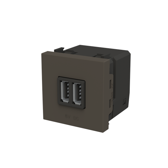 Розетка USB, 1.5А, 2 модуля антрацит Розетка USB, 1.5А, 2 модуля антрацит
