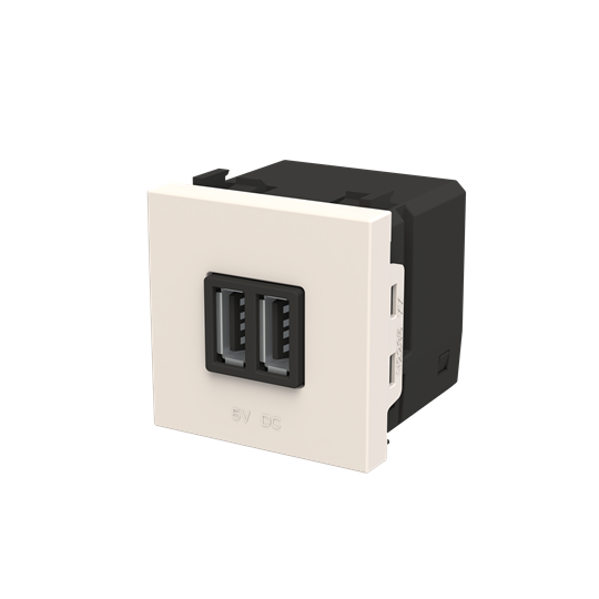 Розетка USB, 1.5А, 2 модуля белый Розетка USB, 1.5А, 2 модуля белый
