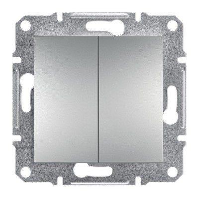 Выключатель двухклавишный Asfora Schneider EPH0300161 алюминий