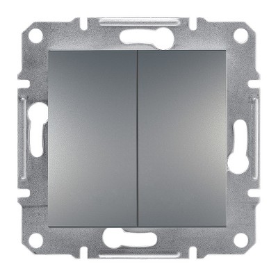 Выключатель двухклавишный Asfora Schneider EPH0300162 сталь