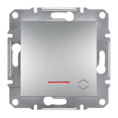 Переключатель одноклавишный с подсветкой Asfora Schneider EPH1500161 алюминий