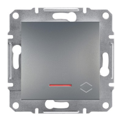 Переключатель одноклавишный с подсветкой Asfora Schneider EPH1500162 сталь