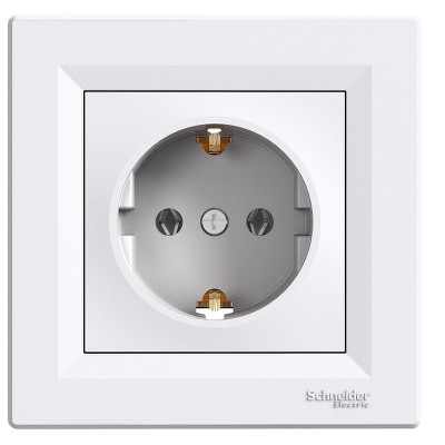 Розетка с заземлением Asfora Schneider EPH2900121 белая