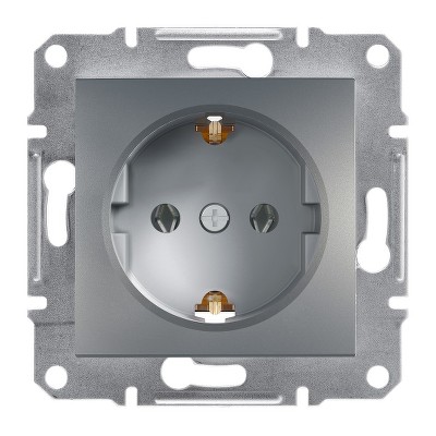 Розетка с заземлением Asfora Schneider EPH2900162 сталь