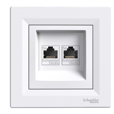 Розетка компьютерная двойная RJ45 кат.5е Asfora Schneider EPH4400121 белая