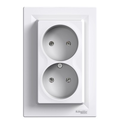 Розетка двойная без заземления Asfora Schneider EPH9700121 белая