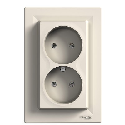 Розетка двойная без заземления Asfora Schneider EPH9700123 крем