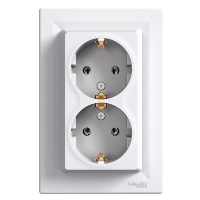 Розетка двойная с заземлением Asfora Schneider EPH9900121 белая