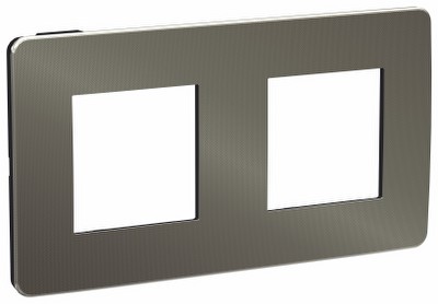 Рамка 2-местная Unica NEW Studio Metal Schneider NU280453 никель/антрацит