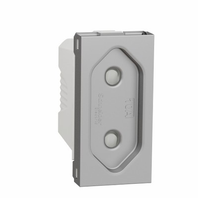 Розетка без заземления и защитными шторками, 1 модуль Unica NEW Schneider NU303130 алюминий