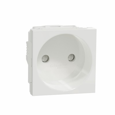 Розетка без заземления и защитными шторками, 2 модуль Unica NEW Schneider NU303318 белый