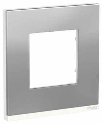 Рамка 1-местная Unica NEW Pure Schneider NU600280 алюминий матовый/белый