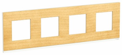 Рамка 4-местная Unica NEW Pure Schneider NU600883 клен/белый