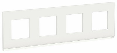 Рамка 4-местная Unica NEW Pure Schneider NU600885 белое стекло/белый