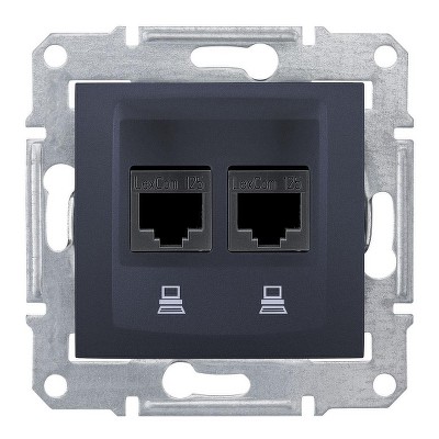 Розетка компьютерная двойная кат. 5е Sedna Schneider SDN4400170 графит