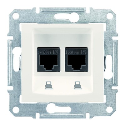 Розетка компьютерная двойная Sedna Schneider SDN4800123 слоновая кость