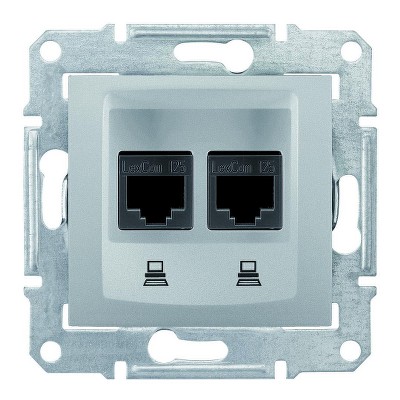 Розетка компьютерная двойная Sedna Schneider SDN4800160 алюминий