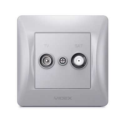  Розетка TV+SAT конечная Videx Binera VF-BNSK2TVSATE-SS серебряный шелк
