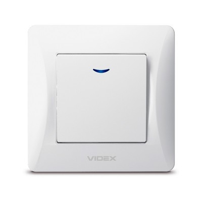 Выключатель одноклавишный с подсветкой Videx Binera VF-BNSW1L-W белый