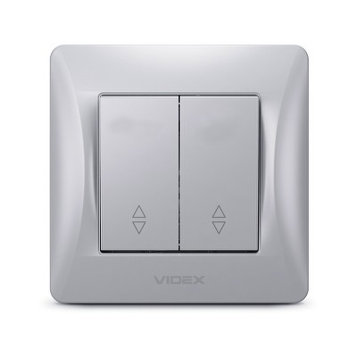 Переключатель двухклавишный Videx Binera VF-BNSW2P-SS серебряный шелк